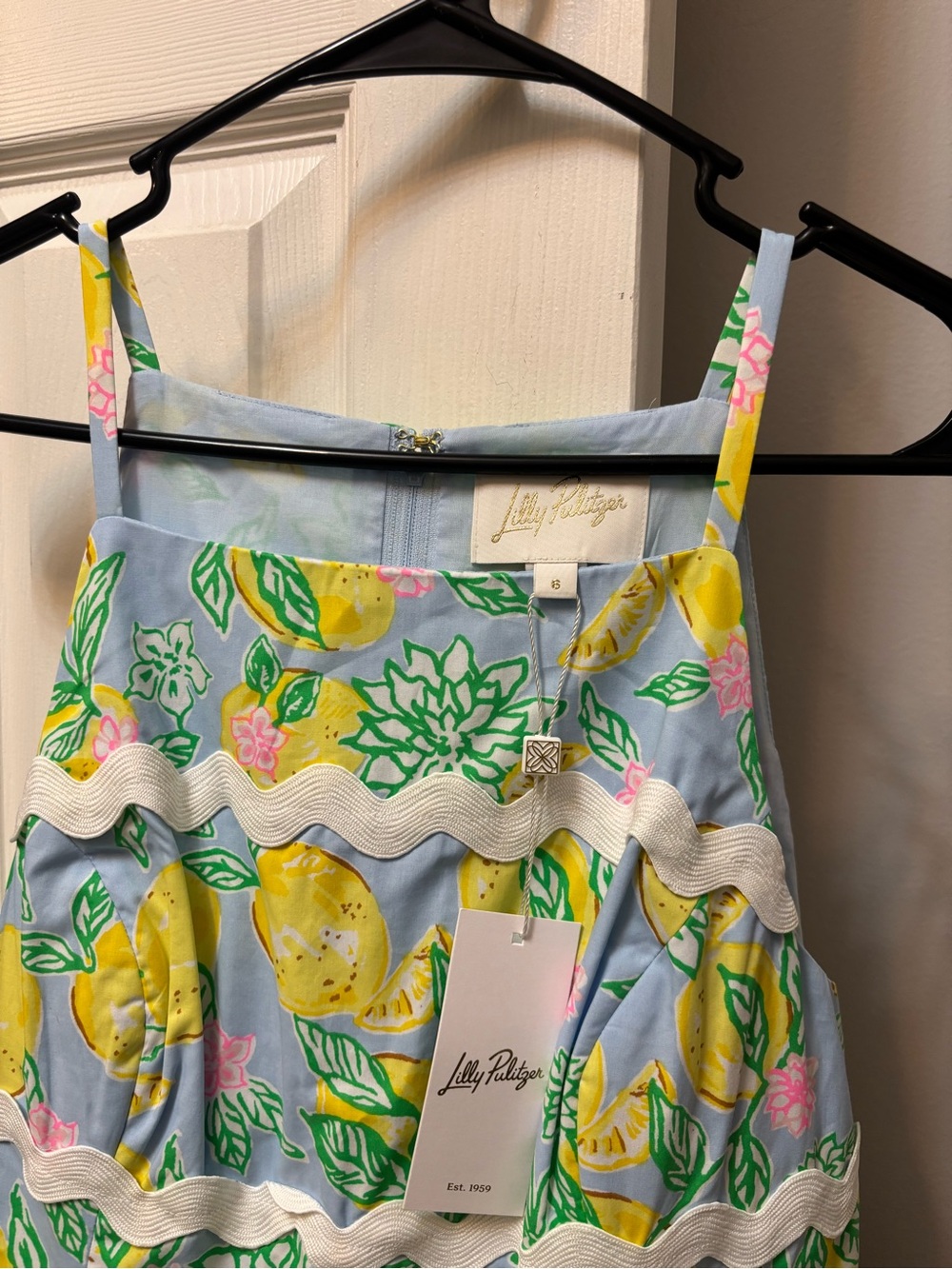 Lilly Pulitzer Blue Lemon Print Tiered Sundress originally $248. - Picture 4 of 7